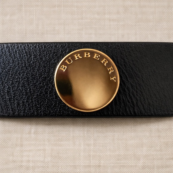 BURBERRY Studded Black Leather Gold Stud Wrap Belt Long Designer Statement Belt - Picture 4 of 14